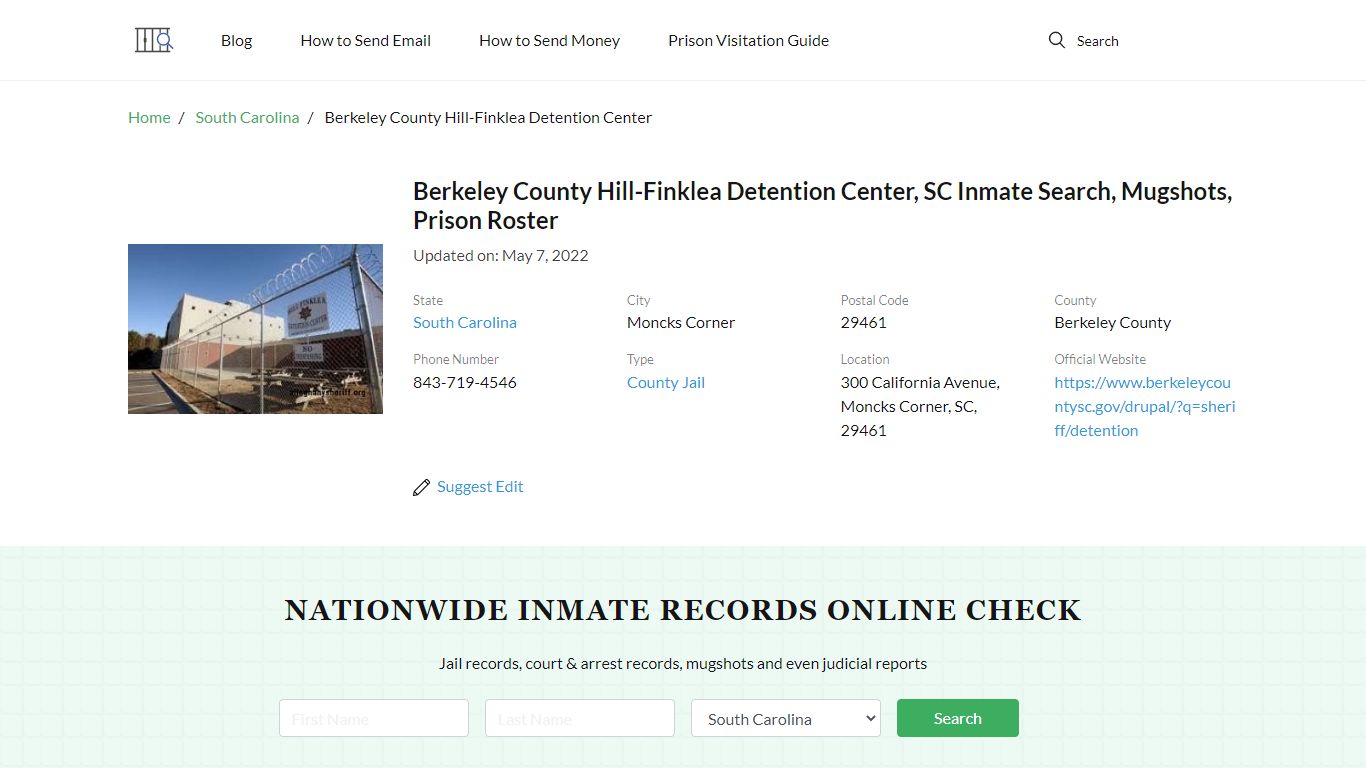 Berkeley County Hill-Finklea Detention Center, SC Inmate ...